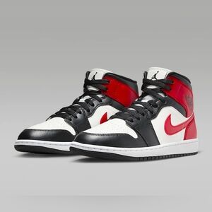 Nike Air Jordan 1 Mid "Sail/Off Noir/White/Gym Red"  W Sizes New In Box